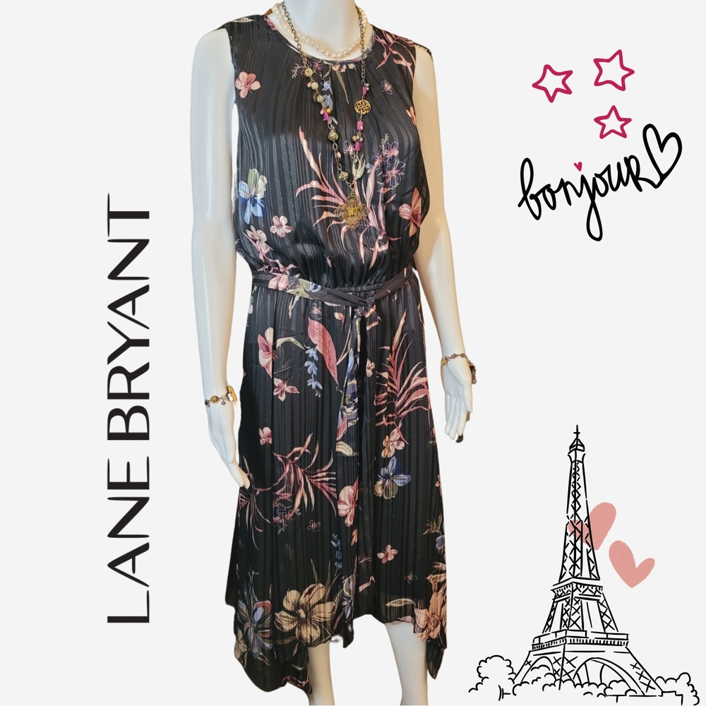 Lane Bryant Black Floral Dress